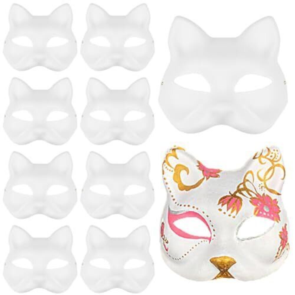 6141 12pcs Blank Mask,Paintable DIY White Paper Masks,Unpainted Half